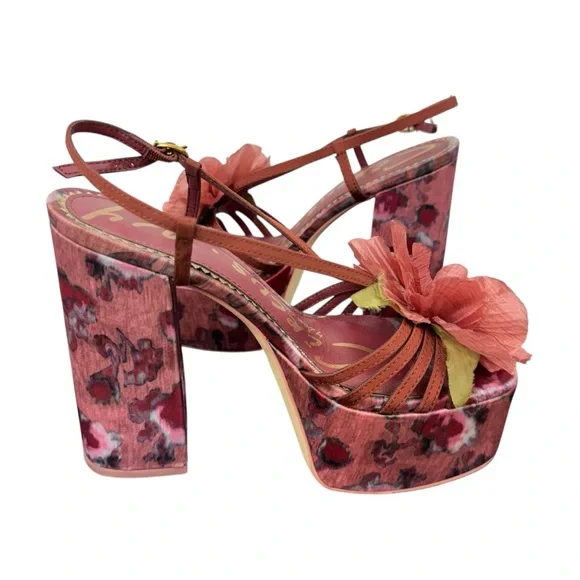 Circus NY by Sam Edelman Siena Flower Platform Sandals Merlot Red Heels 6 - Picture 8 of 16